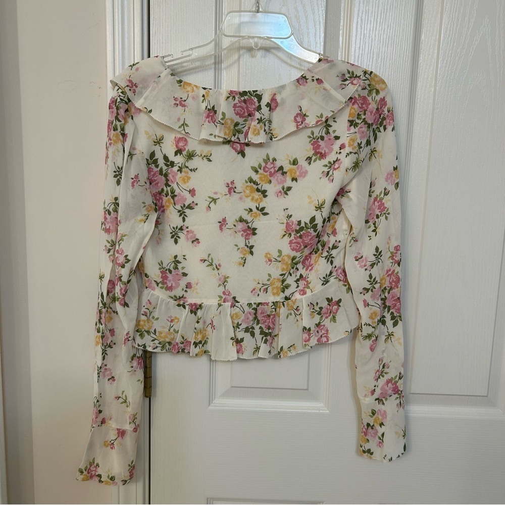 Reformation Julie Two Piece long sleeve top w/ matching midi skirt in Posy Sz 4 - Picture 13 of 16